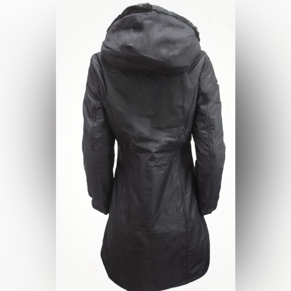 HoodLamb Women's Black 2-1 Long Natural Hemp Inner Vest Puffer NWT Small - Picture 2 of 3